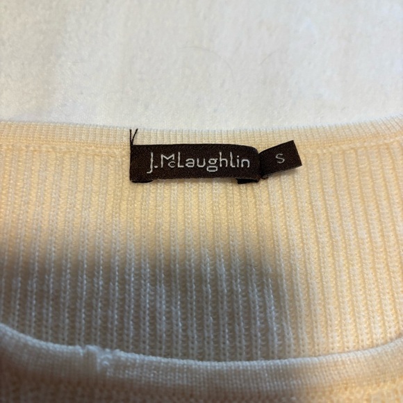 J. McLaughlin Merino Wool Sweater S Cream Ruffle Sleeve Layered Bell Cuff - Picture 6 of 7